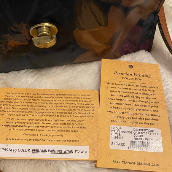 Patricia Nash Chauny Satchel purse UEC Peruvian painting collection - Picture 3 of 15